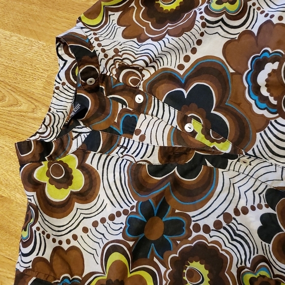 Lucky Brand mod print popover top sz M - Picture 2 of 3